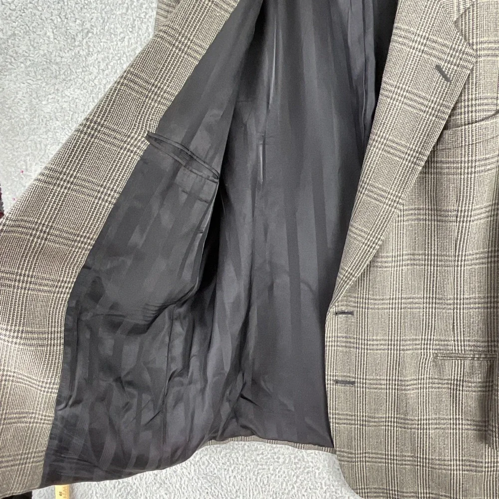 Pierre Cardin Blazer‎ Mens 42R Brown Glen Plaid Excellent Two Button Sport Coat